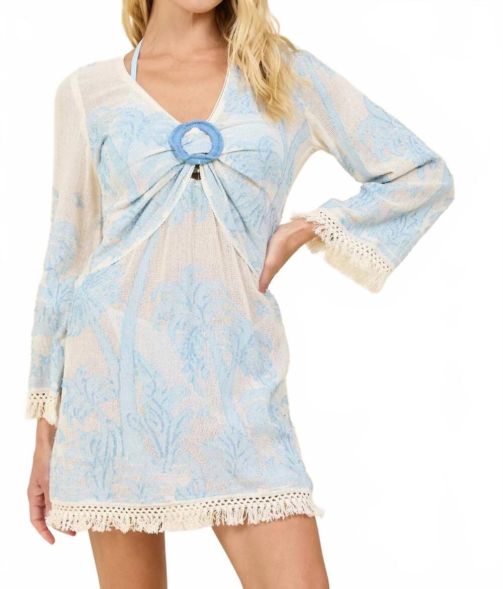 NEW SURF GYPSY o ring mini dress in ivory/ blue